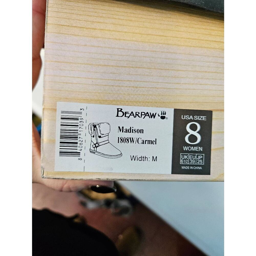 BearPaw Madison Tan Snow Boots Womens Size 8 NEW IN BOX - Picture 8 of 8